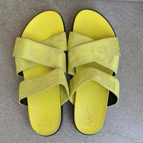 ❤️ Sorel Women's Yellow Slide Sandals Size 9.5 - Picture 5 of 11